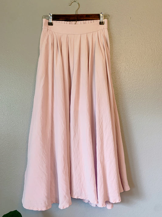 (S) Light Blush Pink Midi Skirt