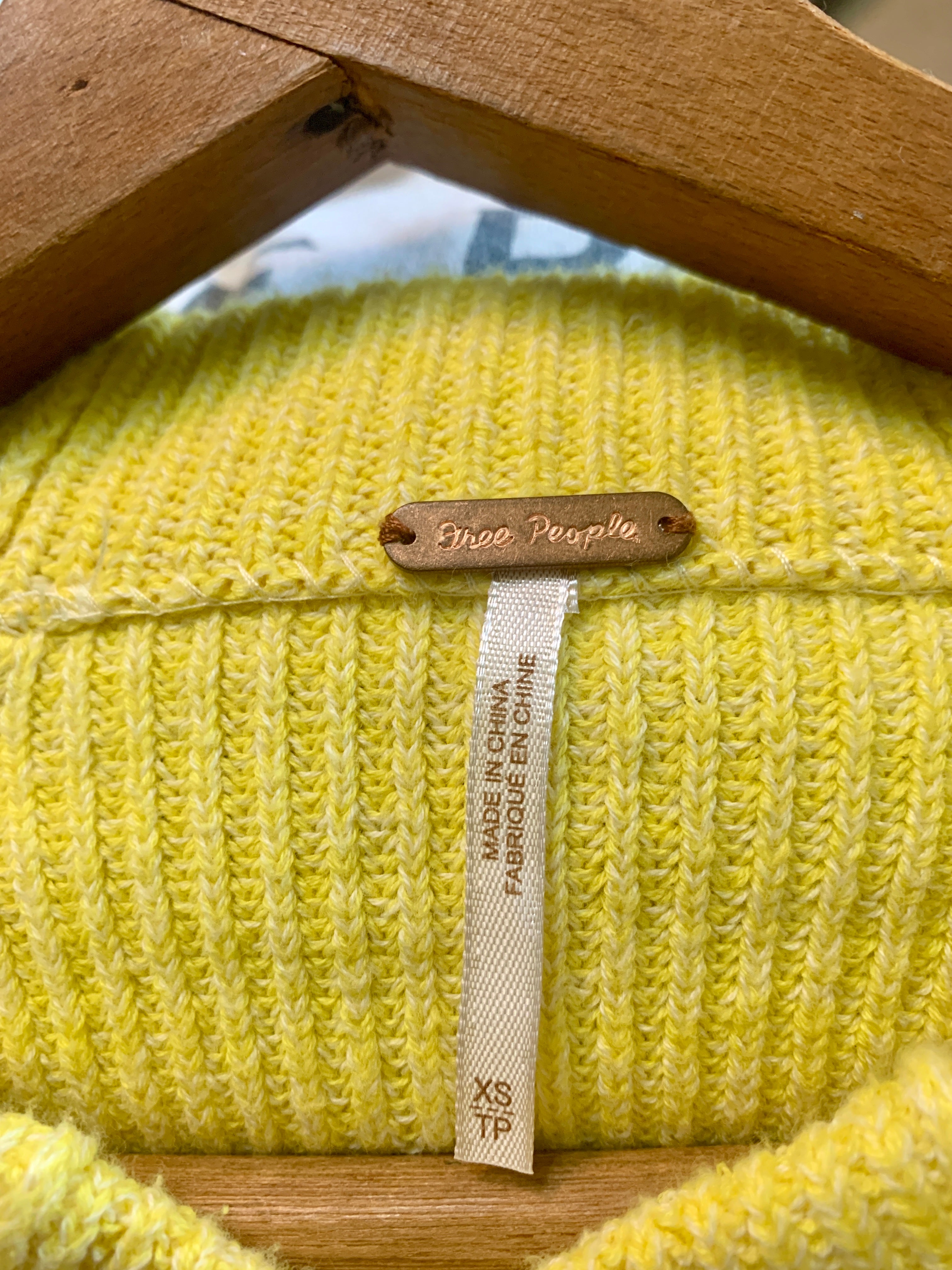 (XS) Free People Too Good Yellow Knit Pullover Sweater