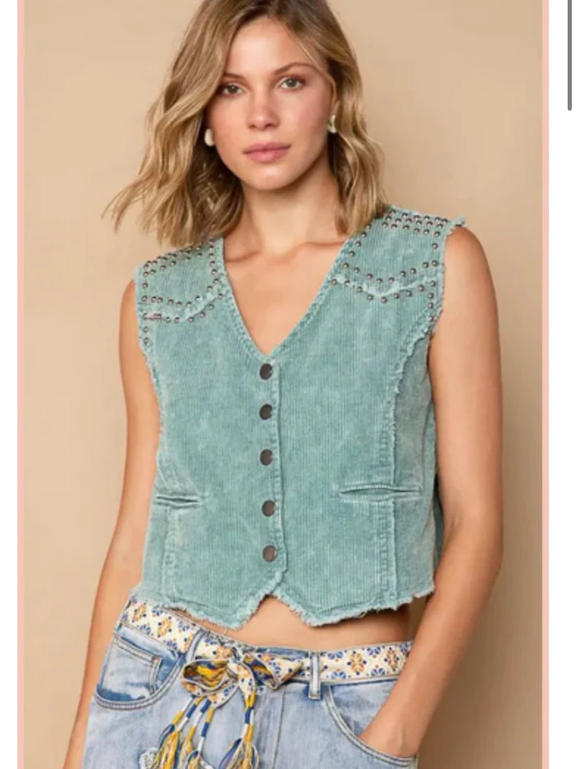 (M) POL Corded & Studded Vest