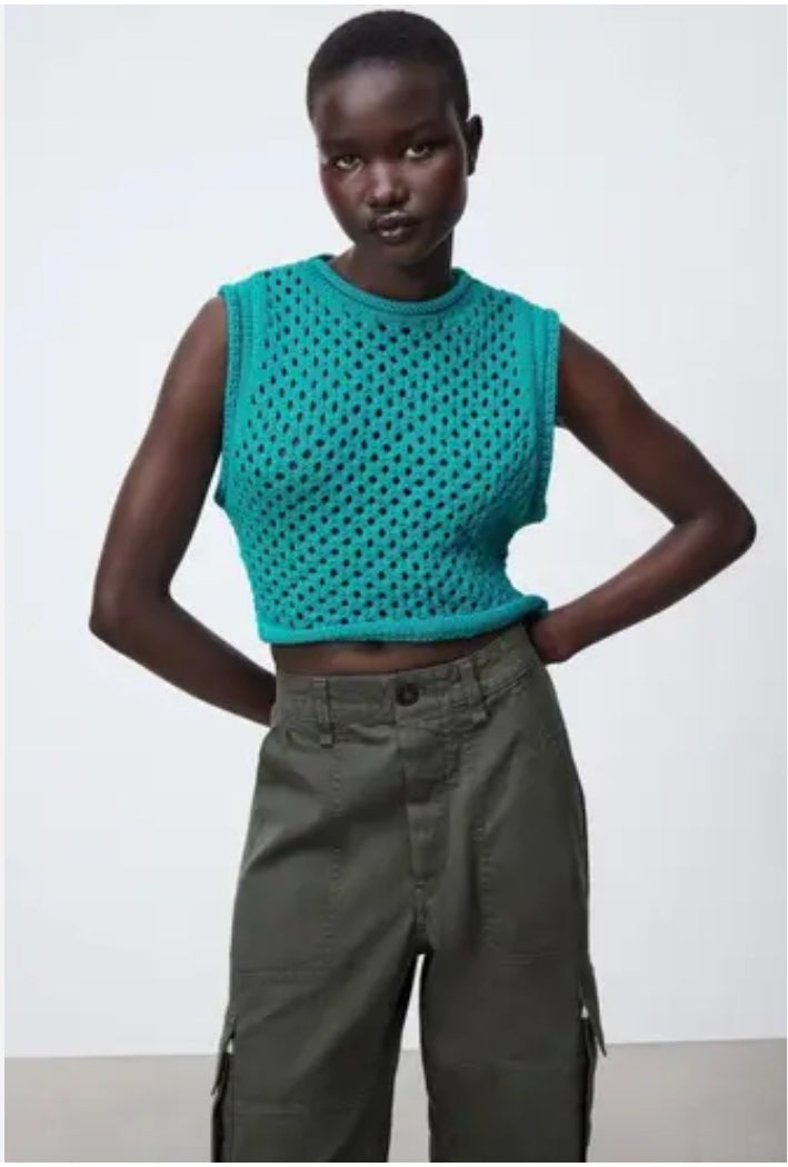 (S) Zara Crochet Knit Vest