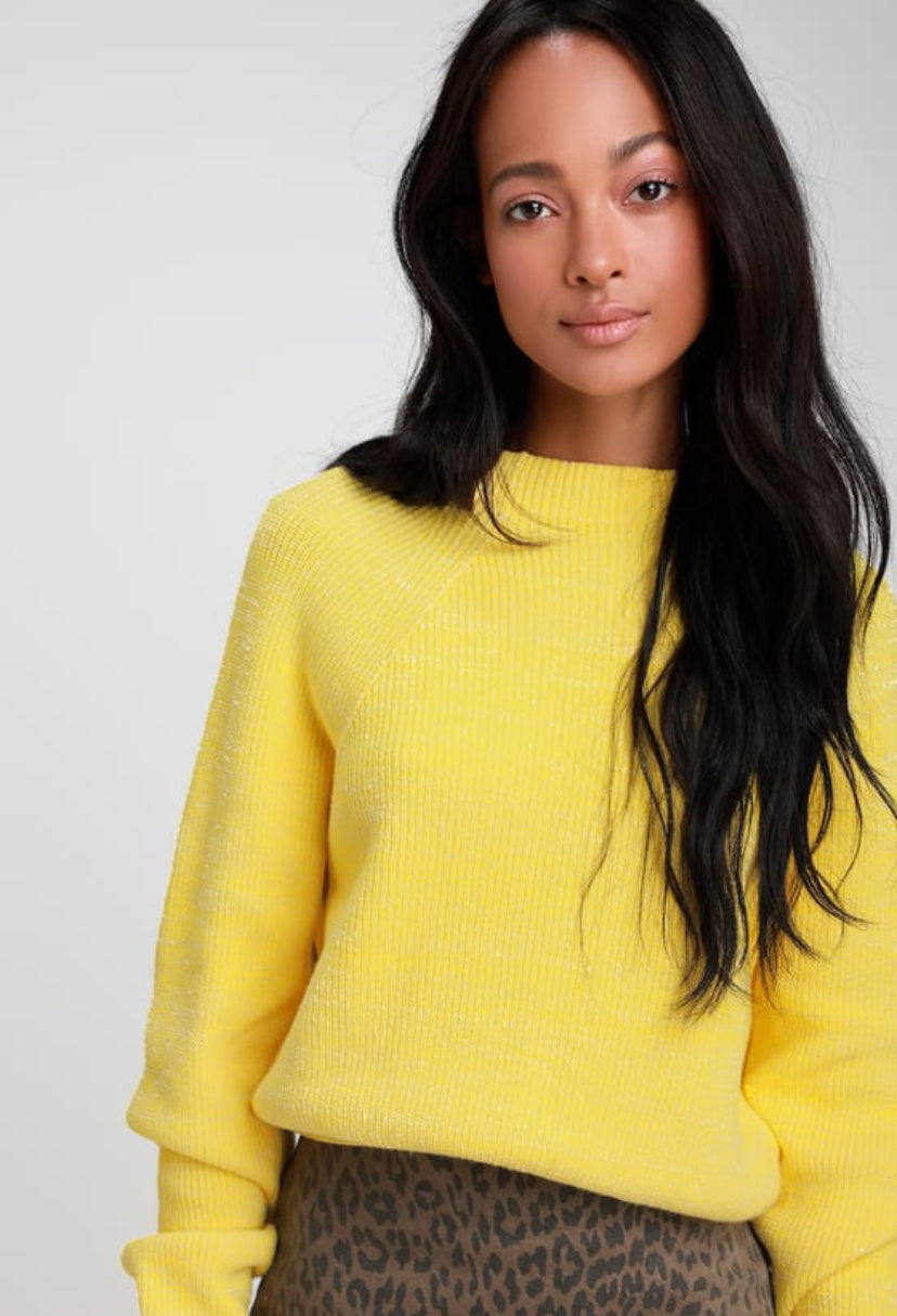 (XS) Free People Too Good Yellow Knit Pullover Sweater