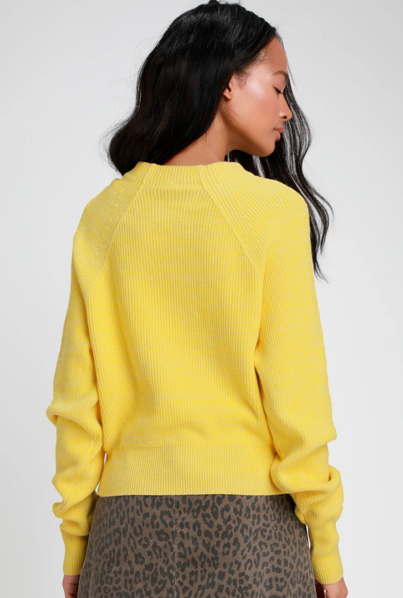 (XS) Free People Too Good Yellow Knit Pullover Sweater