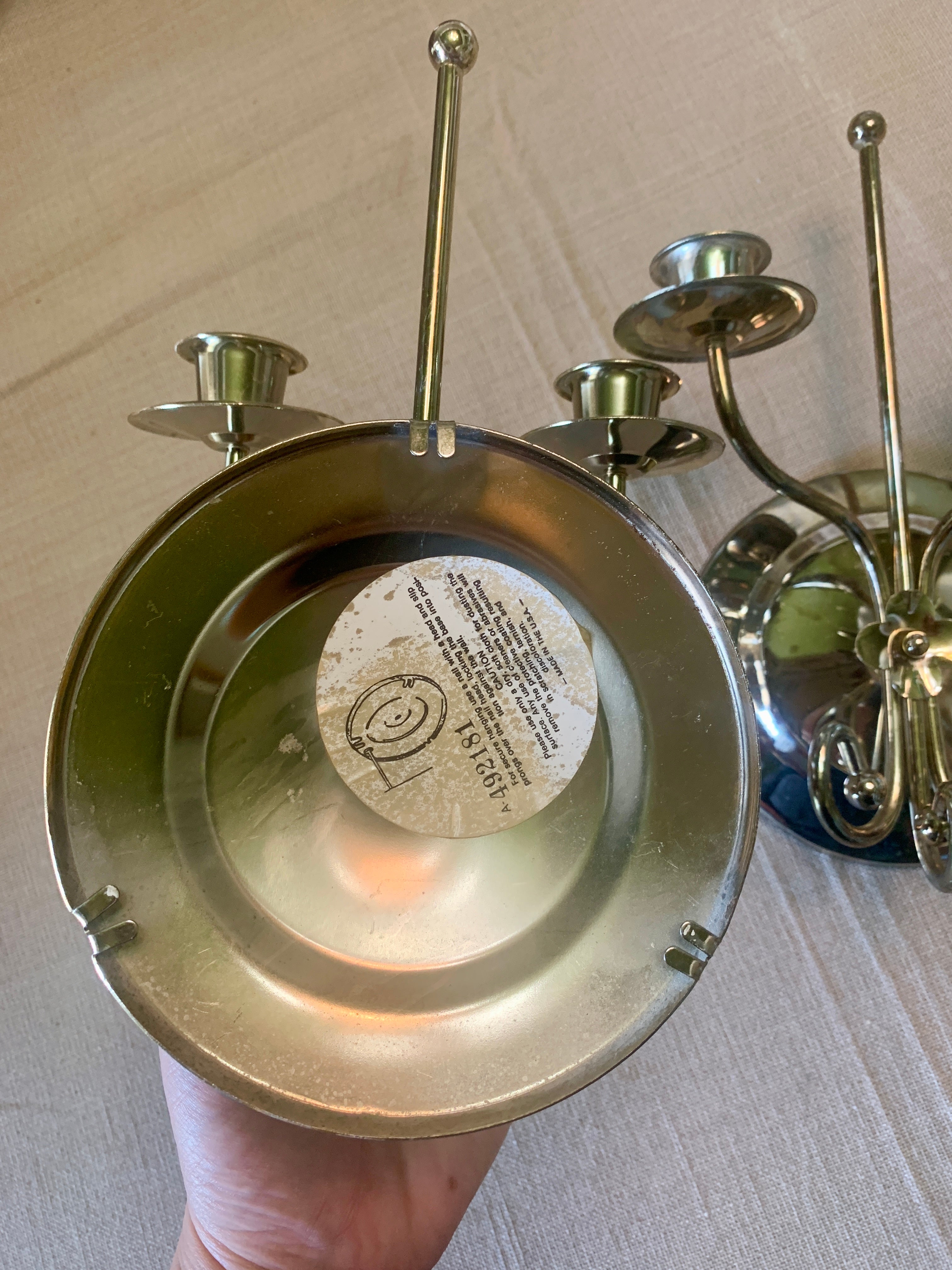 Pair of Vintage Brass Double Candle Wall Sconce